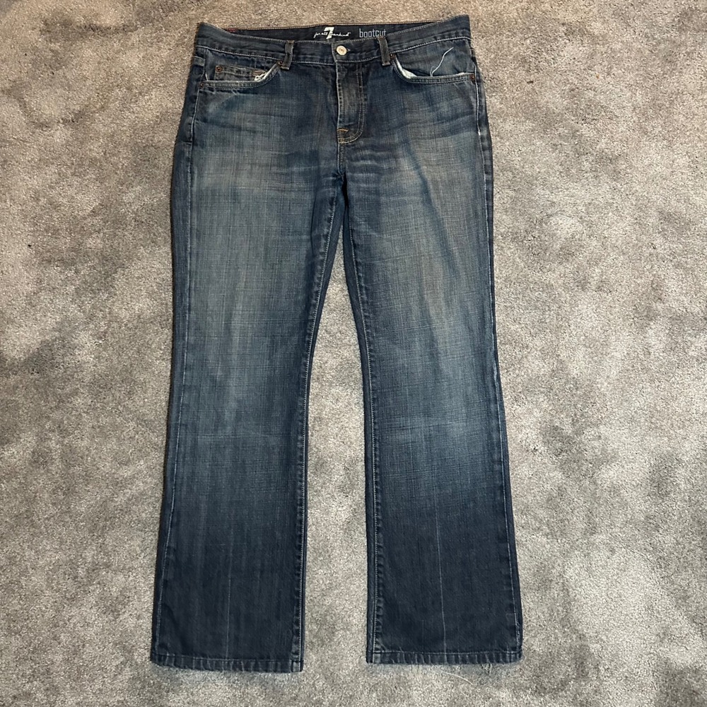 7 For All Mankind Bootcut Jeans Mens 34 (Fit 34x30) Blue Cotton Denim T520061U